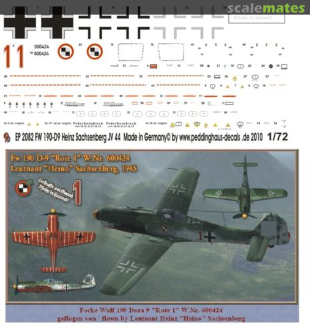 Boxart Fw 190 D-9, Rote 1, W.Nr. 600424 EP 2082 Peddinghaus-Decals Boxart Fw 190 D-9, Rote 1, W.Nr. 600424 EP 2082 Peddinghaus-Decals