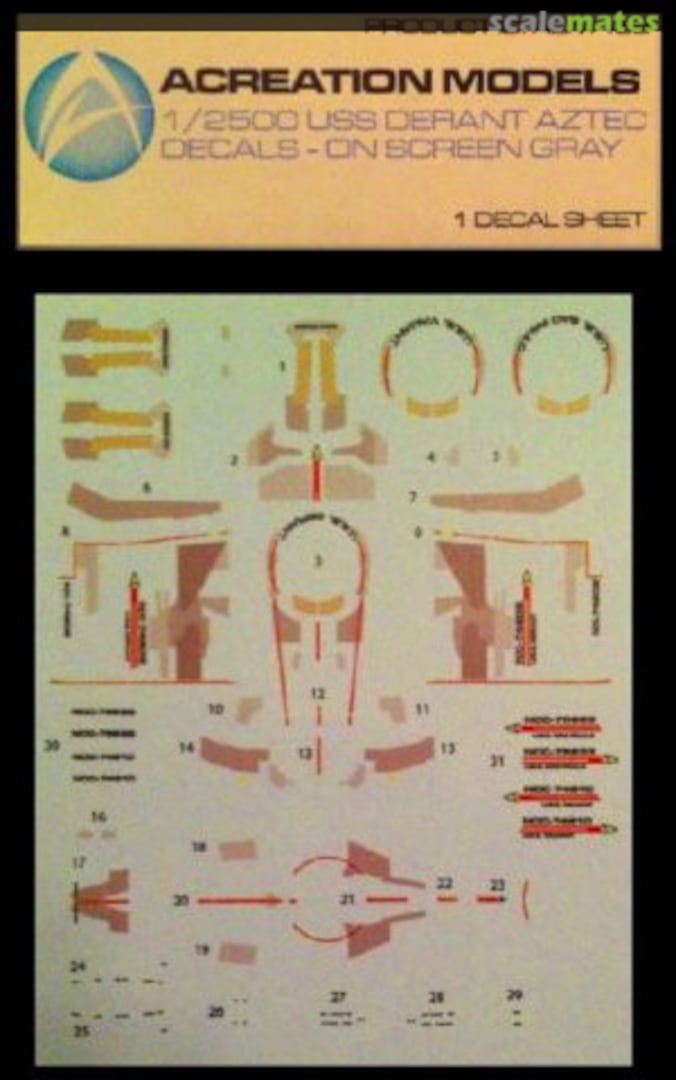 Boxart U.S.S. Defiant Aztec Decals - On Screen Gray ACM 168 Acreation Models Boxart U.S.S. Defiant Aztec Decals - On Screen Gray ACM 168 Acreation Models