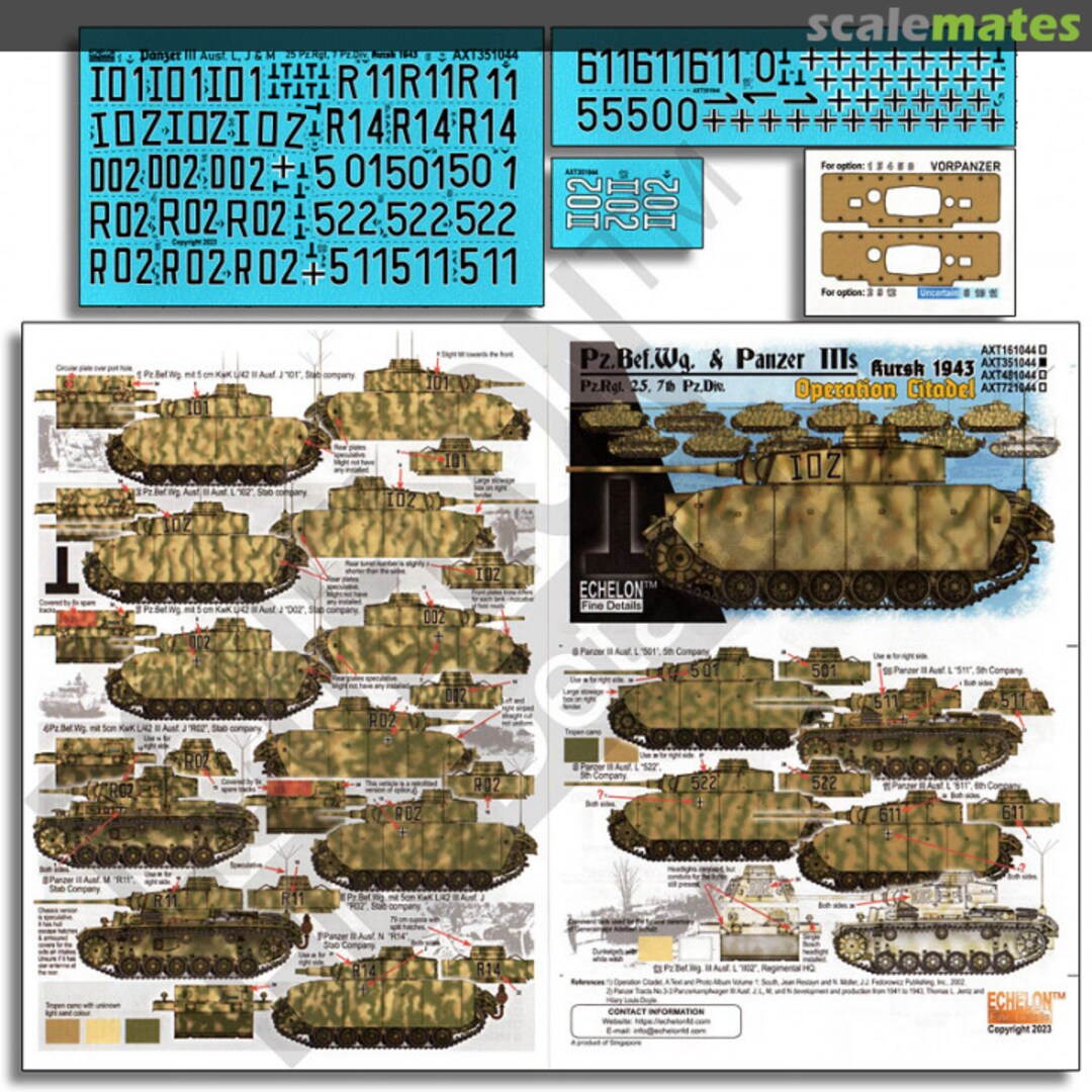 Boxart 7.Pz.Div. Befehlswagen & Panzer IIIs (Ausf. J, L, M & N) AXT351044 Echelon Fine Details Boxart 7.Pz.Div. Befehlswagen & Panzer IIIs (Ausf. J, L, M & N) AXT351044 Echelon Fine Details