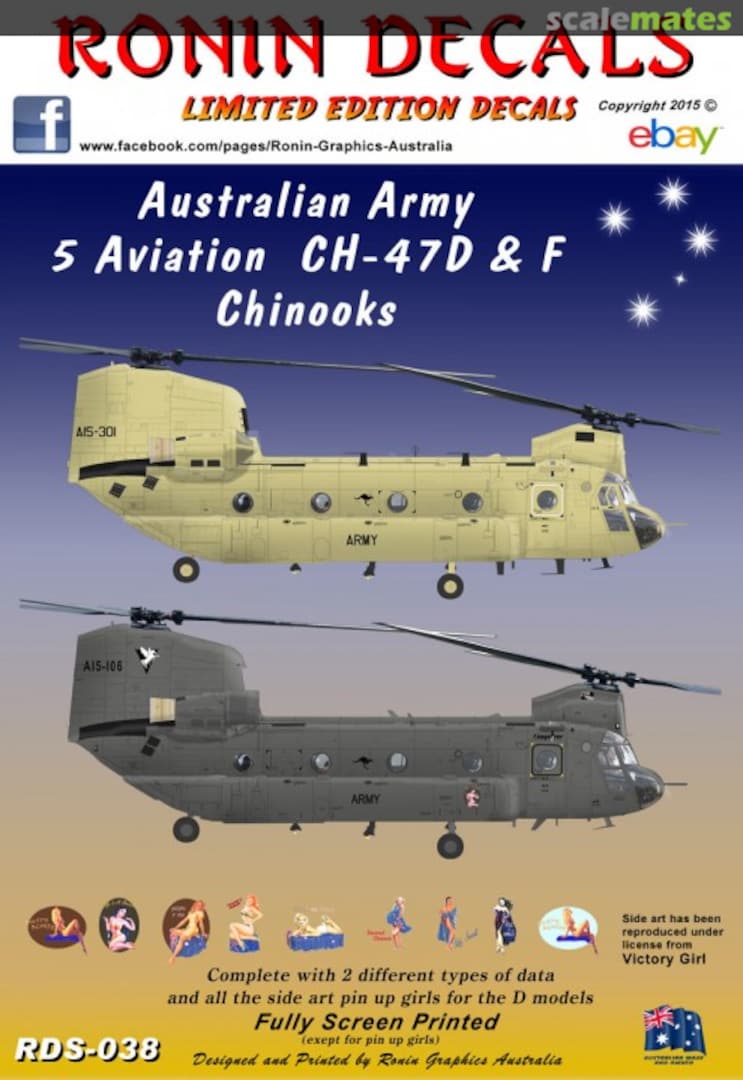 Boxart Australian Army 5 Aviation CH-47D & F Chinook's RDS-038 Ronin Decals Boxart Australian Army 5 Aviation CH-47D & F Chinook's RDS-038 Ronin Decals