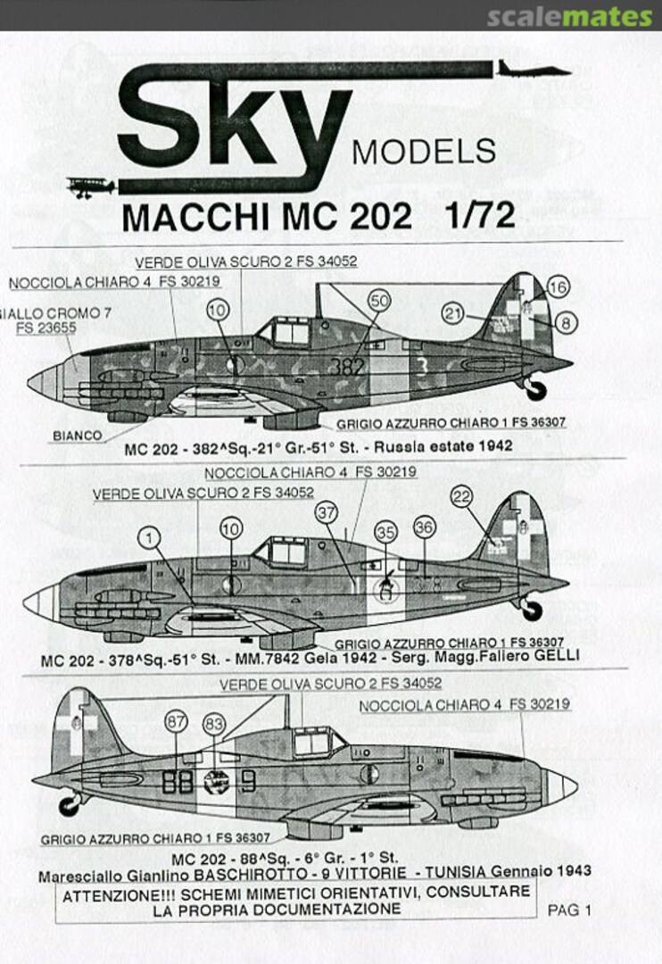 Contents Macchi MC 202 72-014 Sky Models Contents Macchi MC 202 72-014 Sky Models