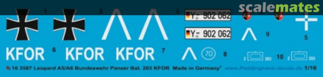Boxart Leopard A5/A6 Panzer Bat 203 Bundeswehr KFOR 16 3587 Peddinghaus-Decals Boxart Leopard A5/A6 Panzer Bat 203 Bundeswehr KFOR 16 3587 Peddinghaus-Decals