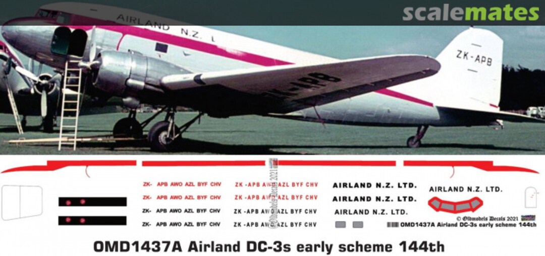 Boxart Airland DC-3s early scheme OMD1437A Oldmodels Decals Boxart Airland DC-3s early scheme OMD1437A Oldmodels Decals