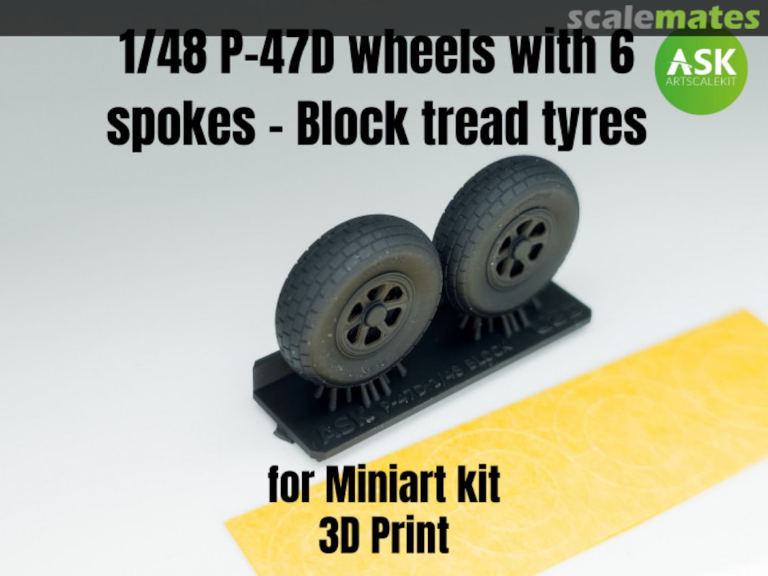 Boxart P-47D wheels with 6 spokes - Block tread tyres and masks 200-A48010 ASK Boxart P-47D wheels with 6 spokes - Block tread tyres and masks 200-A48010 ASK