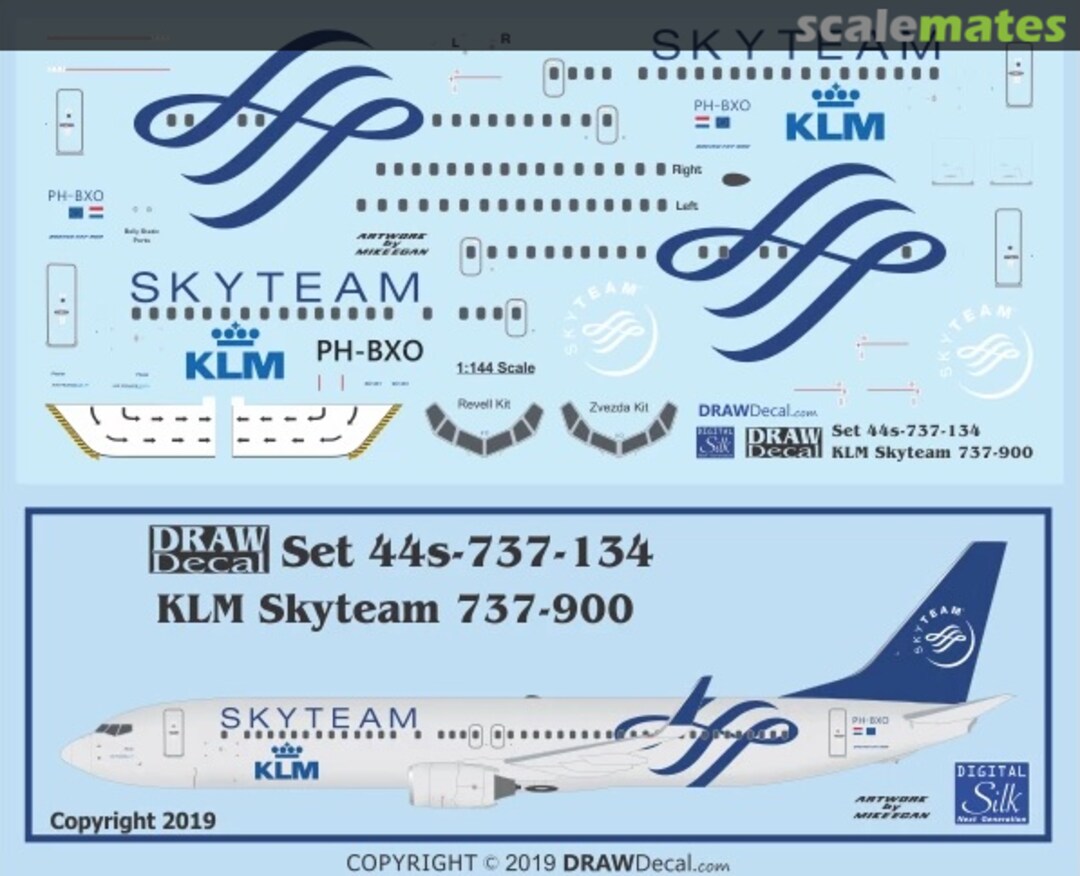 Boxart KLM Skyteam 737-900 PH-BXO 44-737-134 Draw Decal Boxart KLM Skyteam 737-900 PH-BXO 44-737-134 Draw Decal