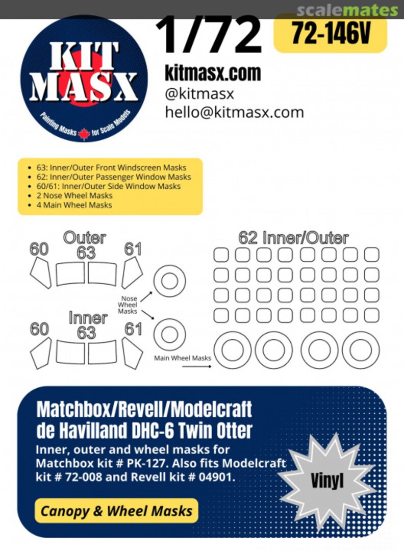 Boxart de Havilland DHC-6 Twin Otter Canopy & Wheel Masks 72-146V Kit Masx