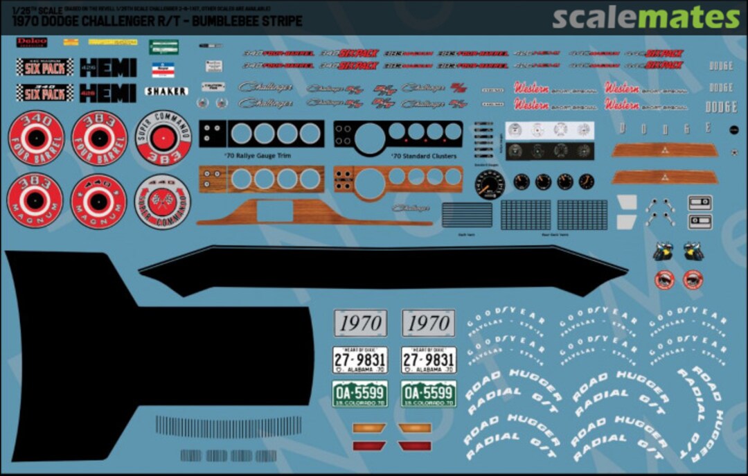 Boxart 1970 Dodge Challenger R/T(Bumblebee Stripe) RKD458 Rays Kits Decals Boxart 1970 Dodge Challenger R/T(Bumblebee Stripe) RKD458 Rays Kits Decals