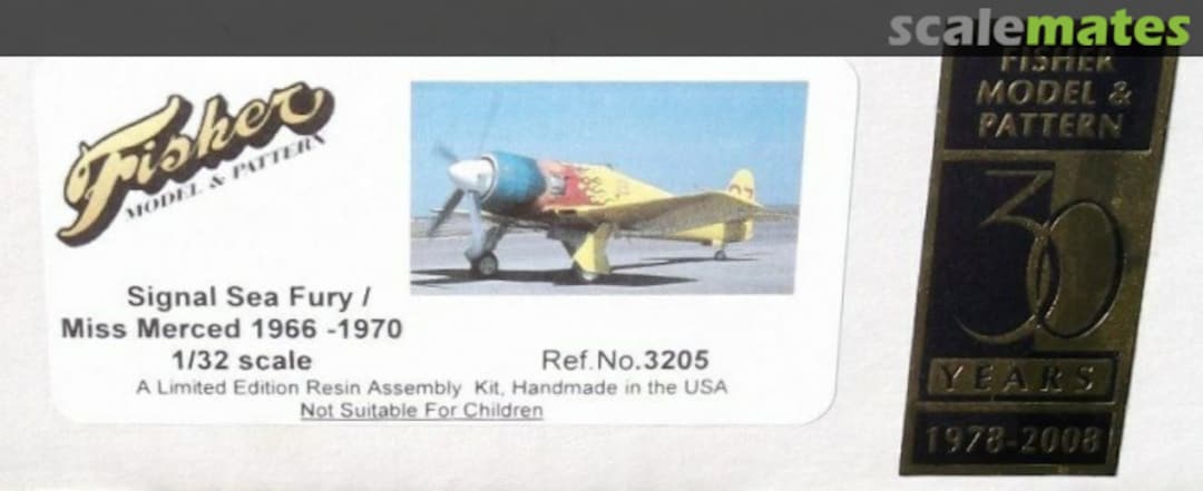Boxart Signal Sea Fury / miss Merced 1966-1970 3205 Fisher Model & Pattern
