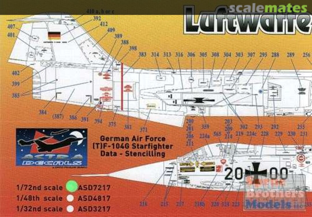 Boxart German Air Force (T)F-104G Starfighter Stencilling only ASD-3217 Astra Decals Boxart German Air Force (T)F-104G Starfighter Stencilling only ASD-3217 Astra Decals