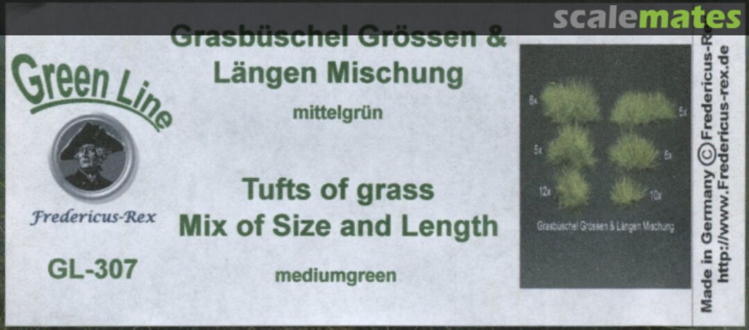 Boxart Tufts of grass sizes and lengths mixture (refer Swatch) <Medium Green> GL-307 Fredericus-Rex Boxart Tufts of grass sizes and lengths mixture (refer Swatch) <Medium Green> GL-307 Fredericus-Rex
