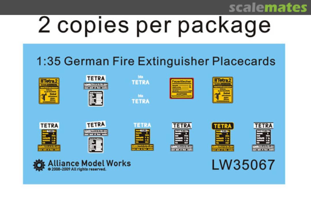 Boxart WW2 German Fire Extingusher Placards LW35067 Alliance Model Works Boxart WW2 German Fire Extingusher Placards LW35067 Alliance Model Works