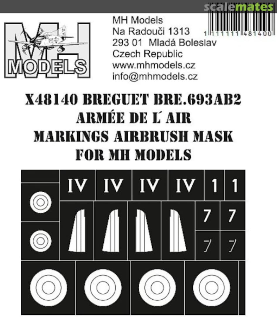 Boxart Breguet Bre-693AB2 Armée de l´Air markings airbrush mask X48140 MH Models Boxart Breguet Bre-693AB2 Armée de l´Air markings airbrush mask X48140 MH Models