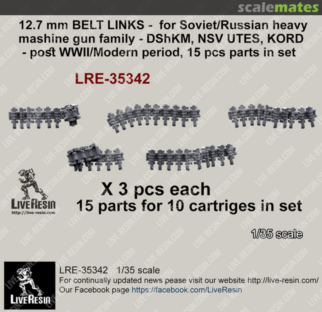 Boxart 12.7 mm BELT LINKS - for Soviet/Russian heavy mashine gun family - DShKM, NSV UTES, KORD LRE-35342 Live Resin Boxart 12.7 mm BELT LINKS - for Soviet/Russian heavy mashine gun family - DShKM, NSV UTES, KORD LRE-35342 Live Resin