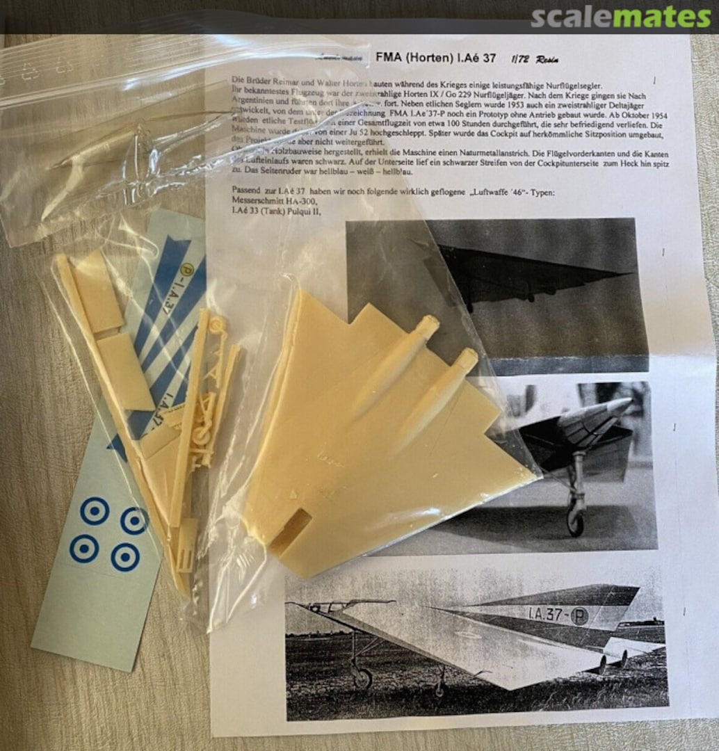 Contents FMA (Horten) I.Ae'37-P  Lüdemann-Modellbau