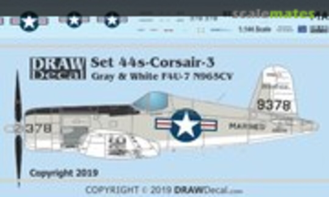 1:144 Gray and White F4U-7 N965CV (Print Scale 44-Corsair-3) 44-Corsair-3
