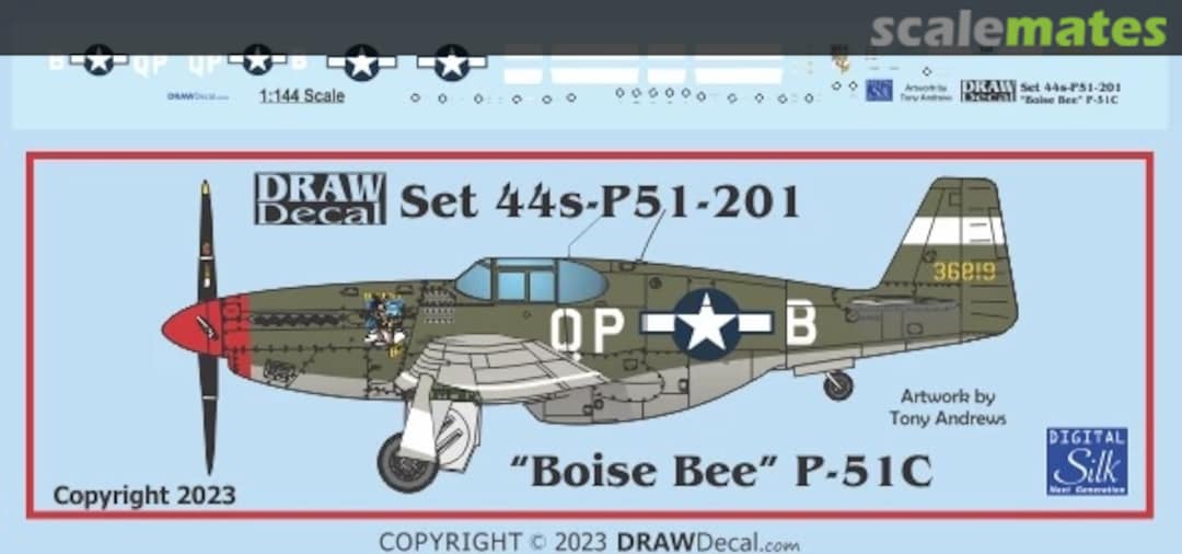 Boxart “Boise Bee” P-51C 44-P51-201 Draw Decal Boxart “Boise Bee” P-51C 44-P51-201 Draw Decal