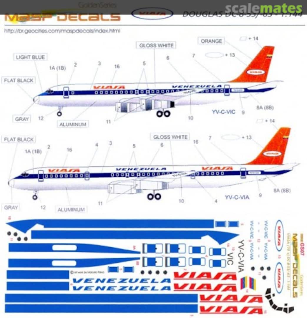 Boxart Viasa Douglas DC-8-53/-63 GS07 MASP Decals Boxart Viasa Douglas DC-8-53/-63 GS07 MASP Decals