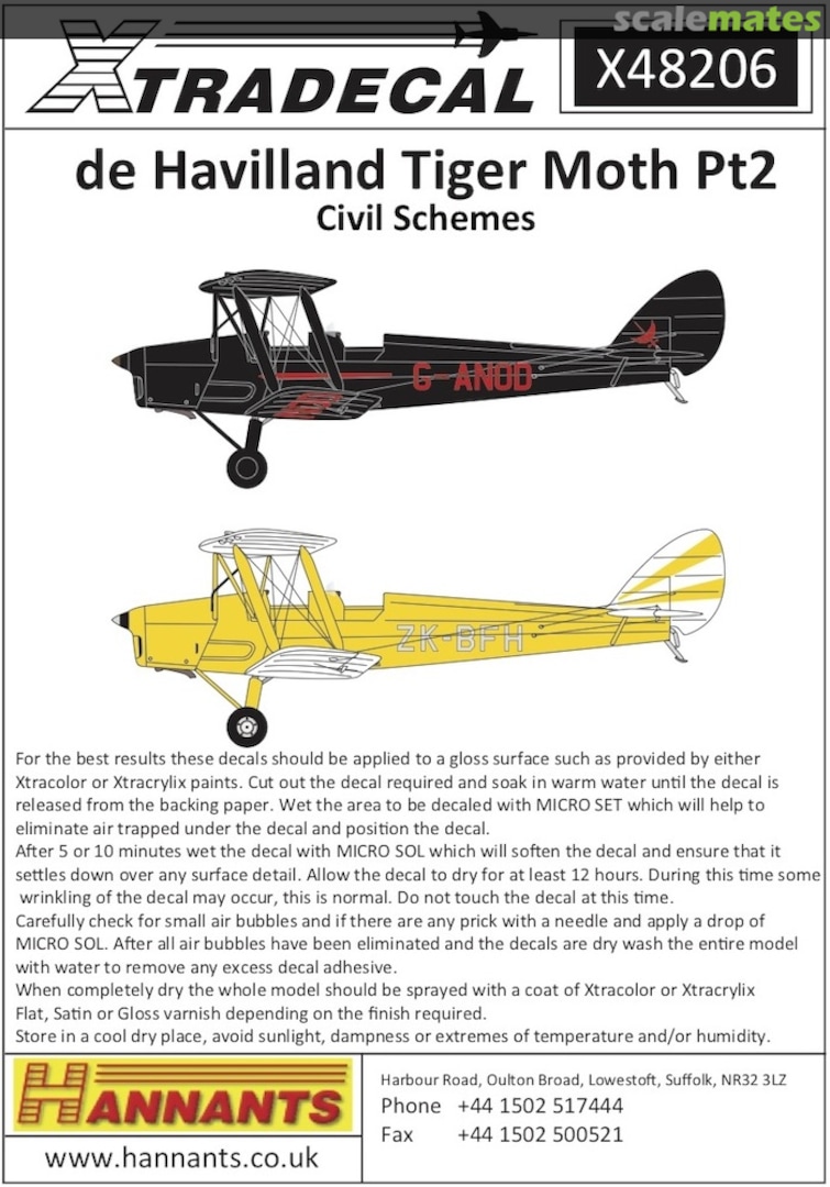 Boxart de Havilland Tiger Moth X48206 Xtradecal Boxart de Havilland Tiger Moth X48206 Xtradecal