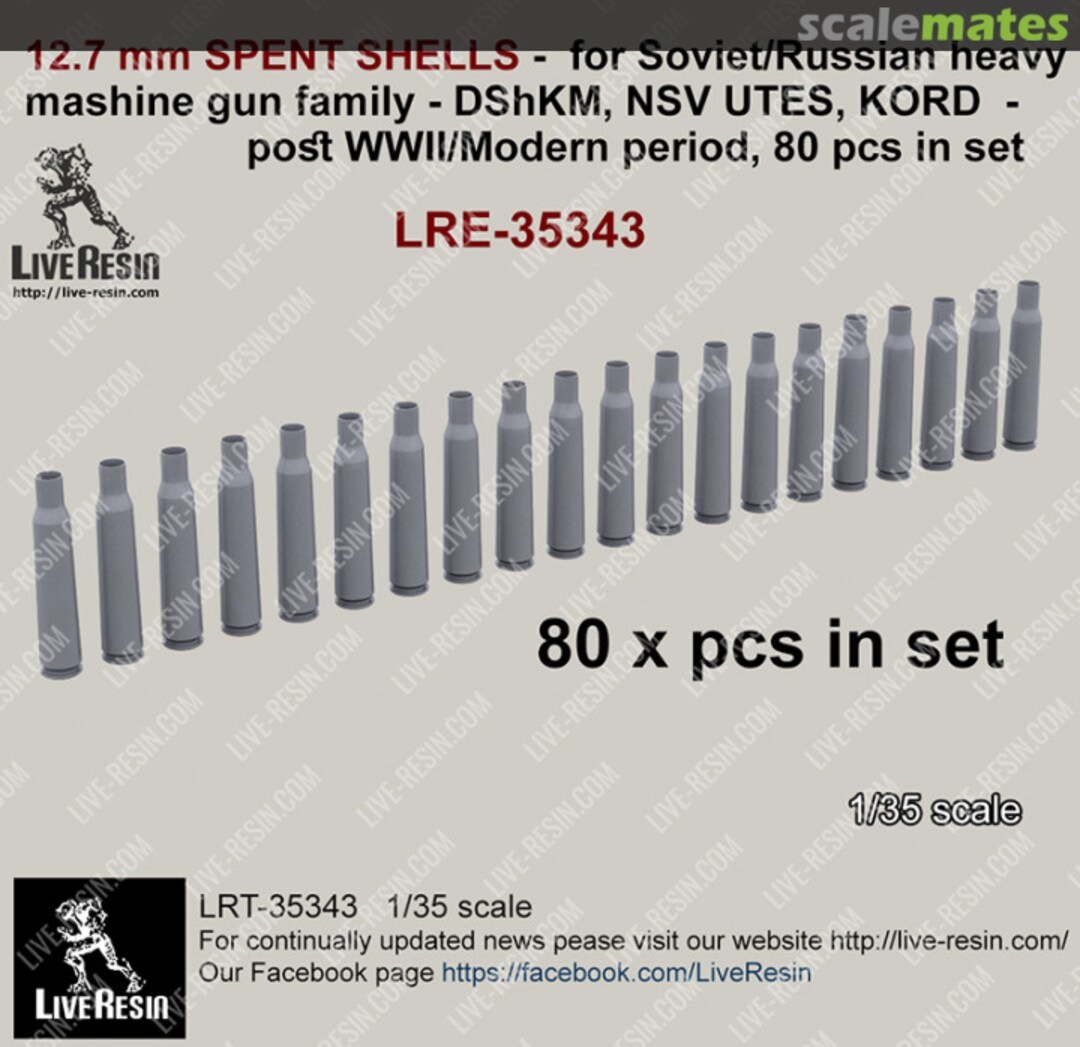 Boxart 12.7 mm SPENT SHELLS - for Soviet/Russian heavy mashine gun family - DShKM, NSV UTES, KORD LRE-35343 Live Resin Boxart 12.7 mm SPENT SHELLS - for Soviet/Russian heavy mashine gun family - DShKM, NSV UTES, KORD LRE-35343 Live Resin