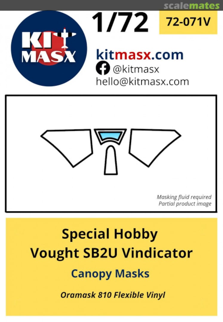 Boxart Vought SB2U Vindicator Canopy Masks 72-071V Kit Masx Boxart Vought SB2U Vindicator Canopy Masks 72-071V Kit Masx