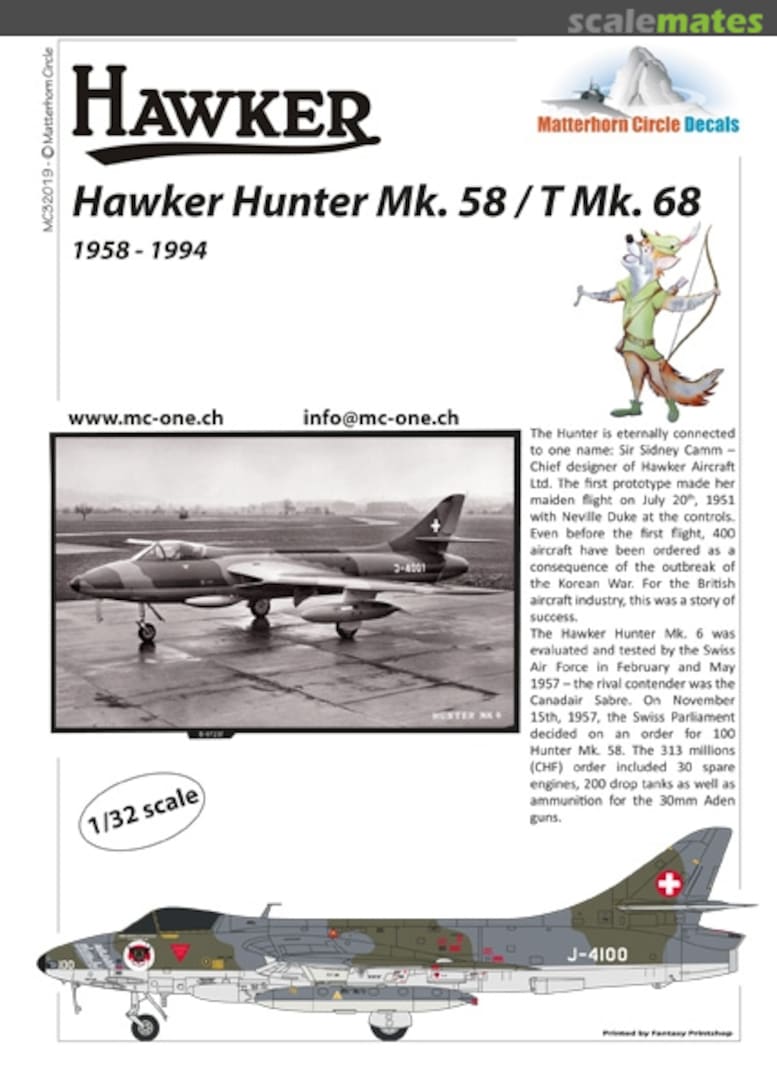 Boxart Hawker Hunter Mk.58 / T Mk.68 MC32019 Matterhorn Circle Boxart Hawker Hunter Mk.58 / T Mk.68 MC32019 Matterhorn Circle
