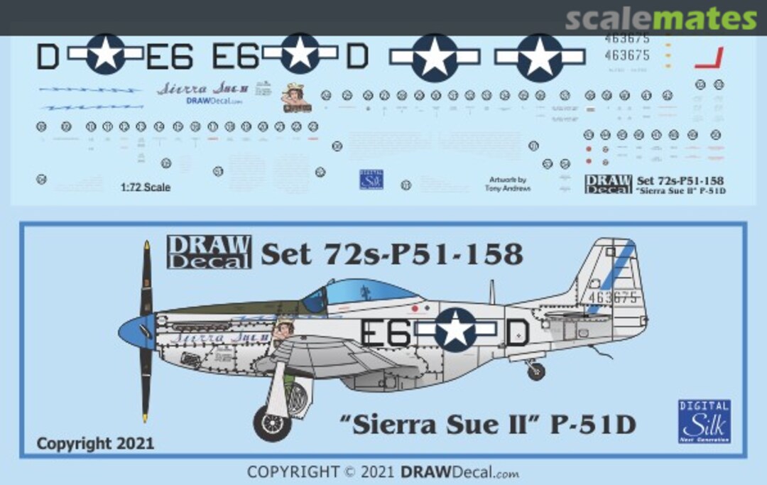 Boxart “Sierra Sue II” P-51D 72-P51-158 Draw Decal Boxart “Sierra Sue II” P-51D 72-P51-158 Draw Decal