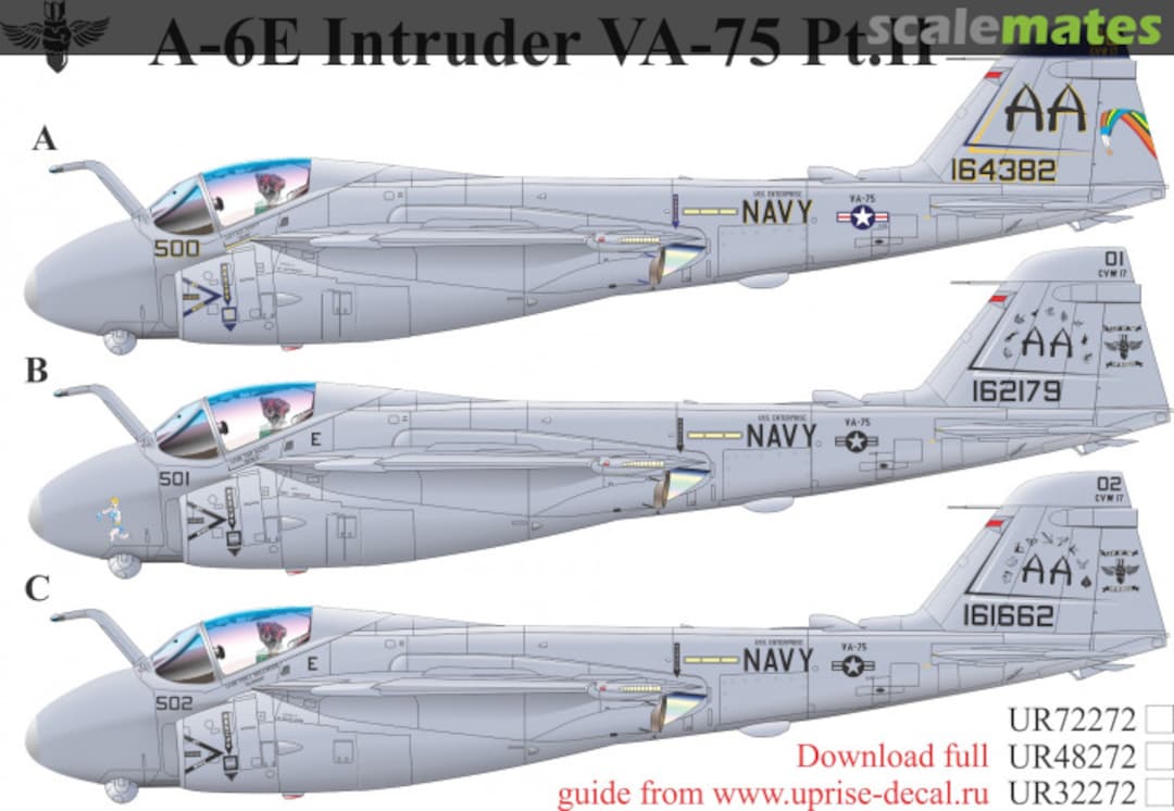 Boxart A-6E Intruder VA-75 Pt.II with stencils UR32272 UpRise Decal Boxart A-6E Intruder VA-75 Pt.II with stencils UR32272 UpRise Decal