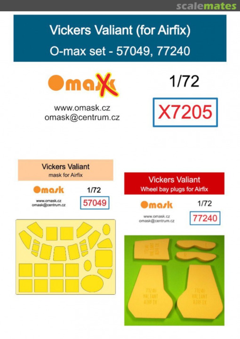 Boxart Vickers Valiant - O-max Set (for Airfix Kits) X7205 Omask