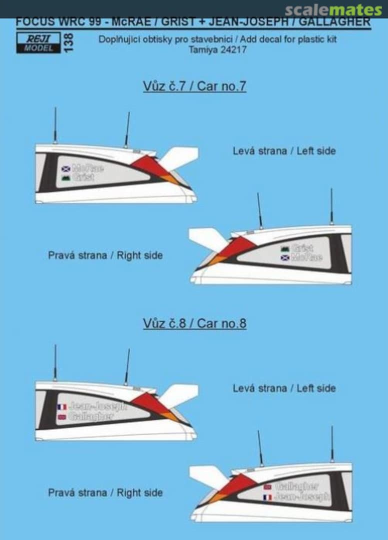 Boxart Focus WRC 1999 - Pilot + Copilot Name 138 REJI Model Boxart Focus WRC 1999 - Pilot + Copilot Name 138 REJI Model