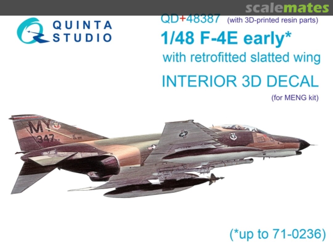 Boxart F-4E Early with Retrofitted Slatted Wing interior 3D decals with 3D printed resin parts (up to 71-0236) QD+48387 Quinta Studio Boxart F-4E Early with Retrofitted Slatted Wing interior 3D decals with 3D printed resin parts (up to 71-0236) QD+48387 Quinta Studio