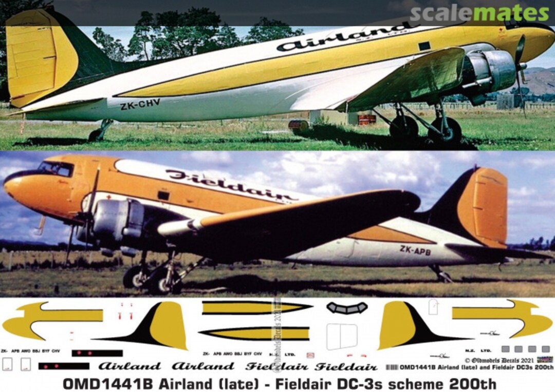Boxart Airland late - Fieldair early DC-3s scheme OMD1441B Oldmodels Decals Boxart Airland late - Fieldair early DC-3s scheme OMD1441B Oldmodels Decals