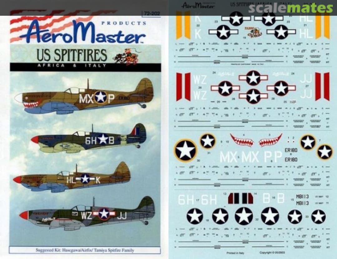 Boxart US Spitfires 72-202 AeroMaster Boxart US Spitfires 72-202 AeroMaster