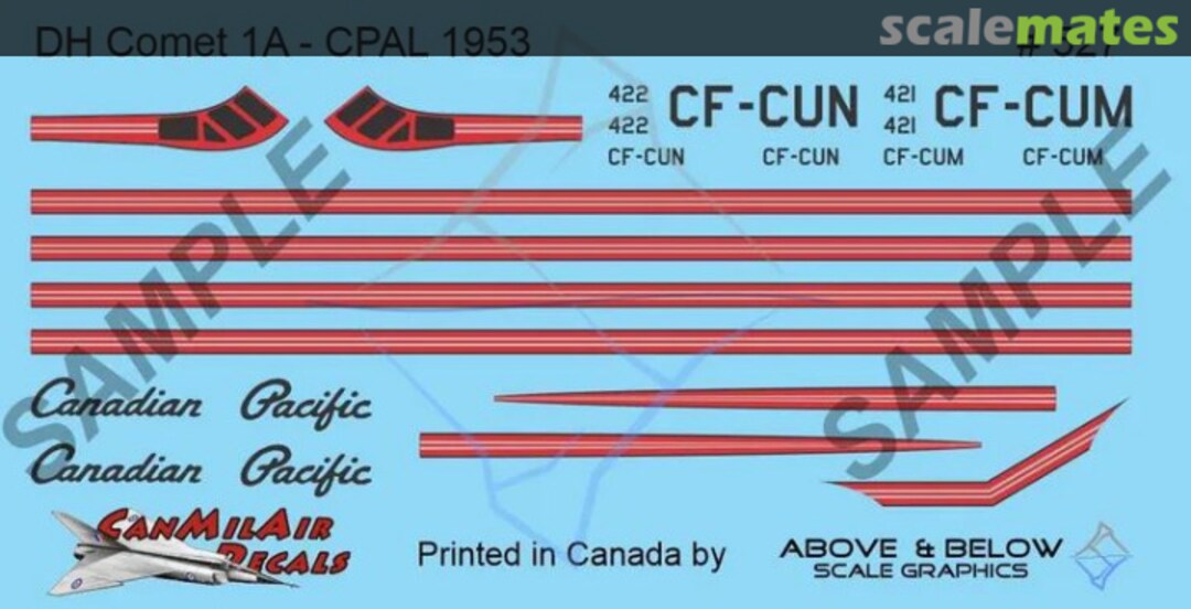Boxart DeHavilland DH-106 Mk.1A Comet 527 Above & Below Graphics