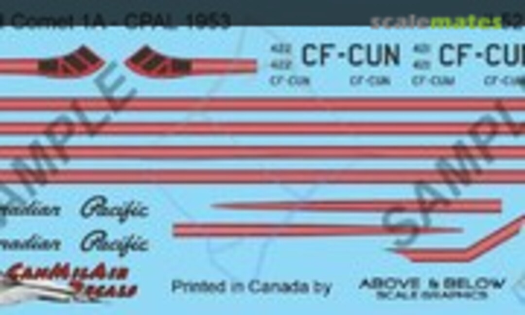 1:144 DeHavilland DH-106 Mk.1A Comet (Above & Below Graphics 527) 527