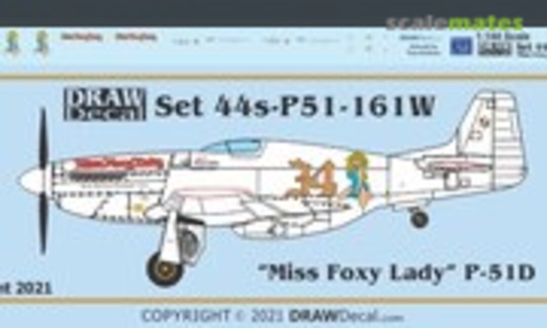 1:144 “Miss Foxy Lady” White P-51D (Draw Decal 44-P51-161W) 44-P51-161W