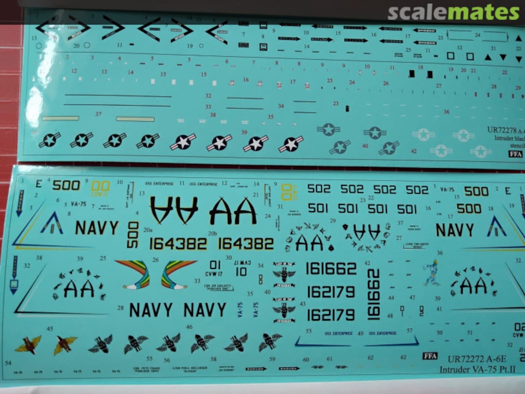 Contents A-6E Intruder VA-75 Pt.II with stencils UR72272 UpRise Decal Contents A-6E Intruder VA-75 Pt.II with stencils UR72272 UpRise Decal