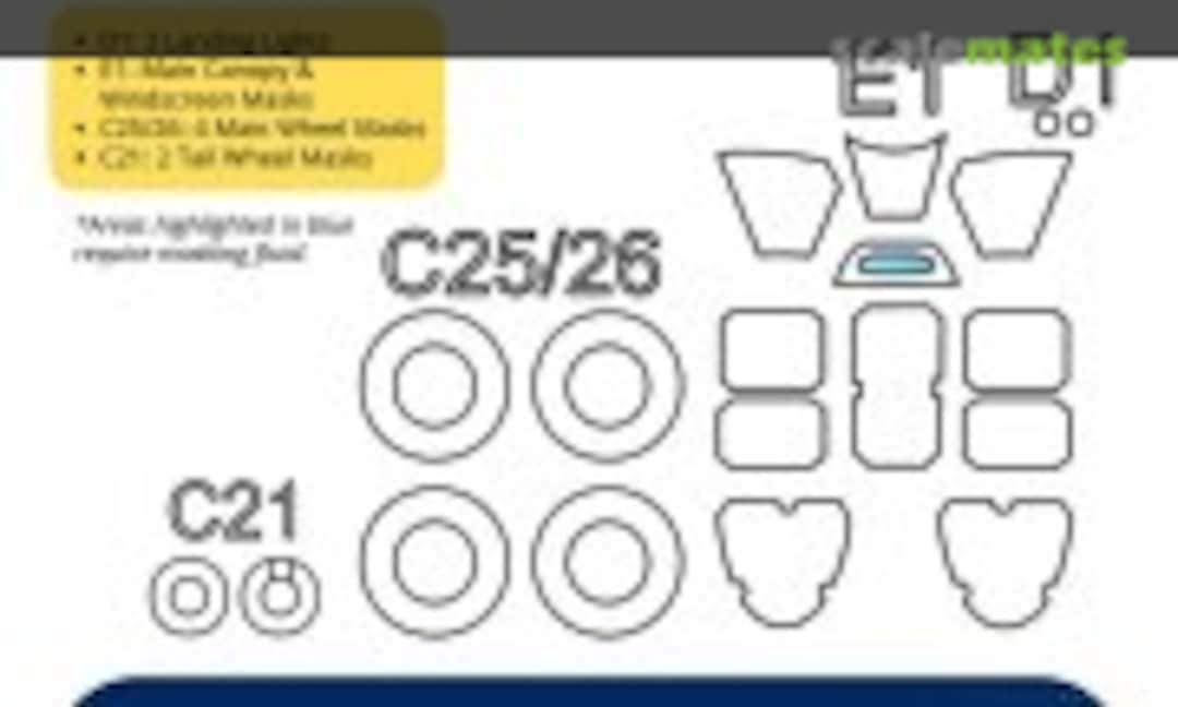 1:72 P-51B/C Mustang Canopy & Wheel Masks (Kit Masx 72-142V) 72-142V