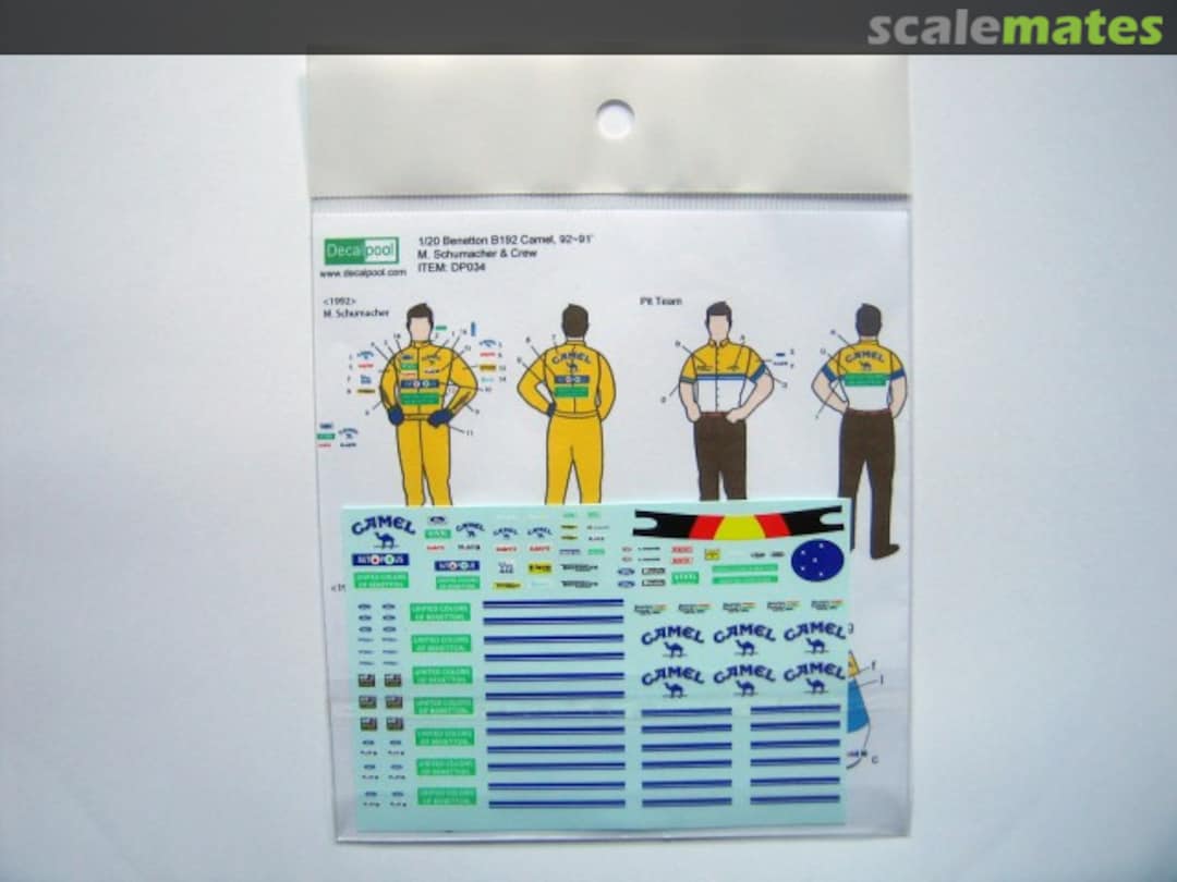 Boxart Benetton B192 Camel M. Schumacher & Crew Figure DP034 Decalpool Boxart Benetton B192 Camel M. Schumacher & Crew Figure DP034 Decalpool