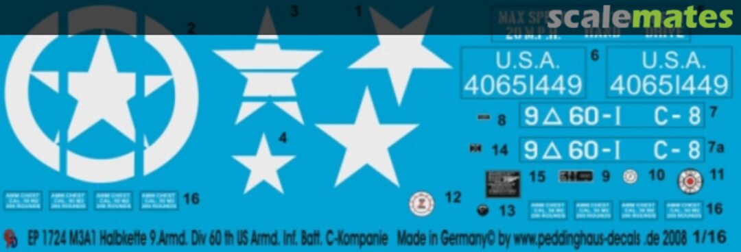 Boxart M3 A1 Halbkette der 9.Armd.Div. 60 th US Inf Div C-Komapnie EP 1724 Peddinghaus-Decals Boxart M3 A1 Halbkette der 9.Armd.Div. 60 th US Inf Div C-Komapnie EP 1724 Peddinghaus-Decals