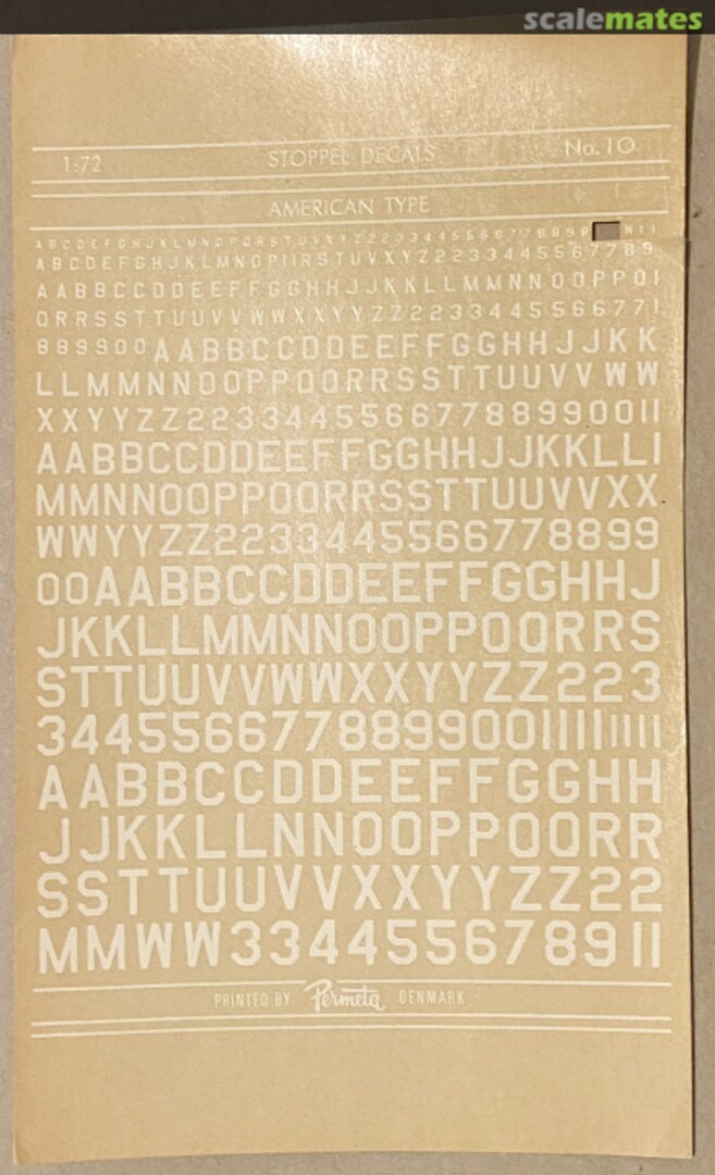 Boxart American Type numbers & letters 10 Stoppel Decals Boxart American Type numbers & letters 10 Stoppel Decals