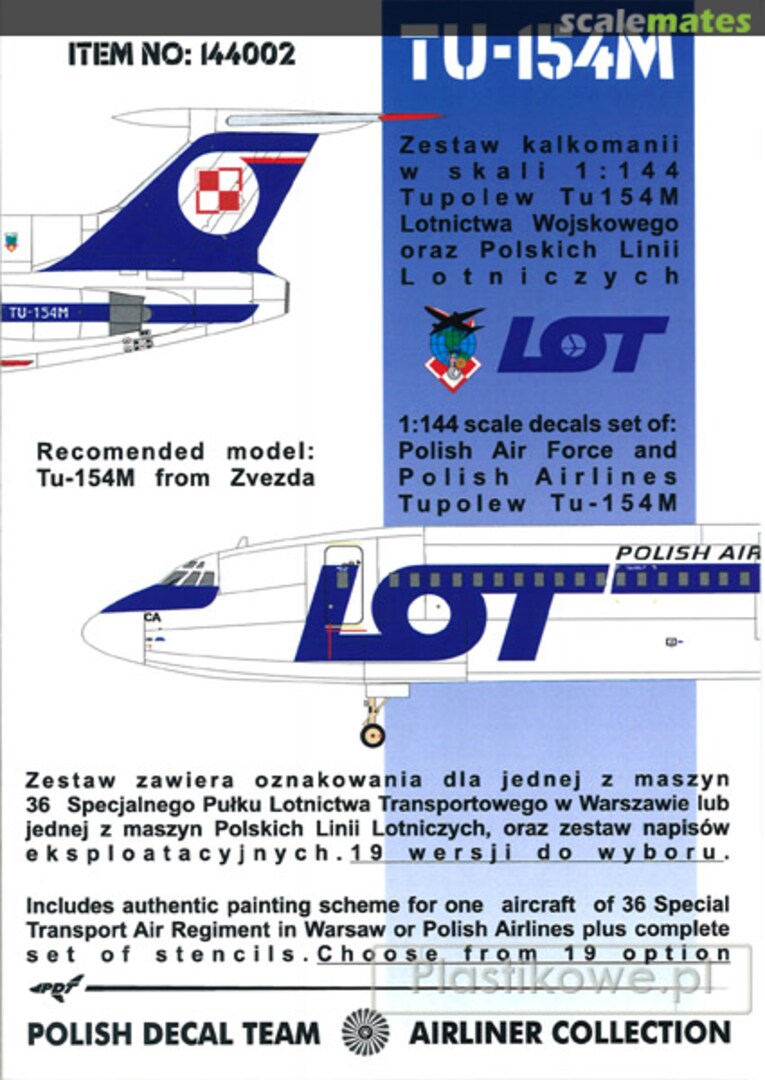Boxart Tu-154M 144002 Polish Decal Team Boxart Tu-154M 144002 Polish Decal Team