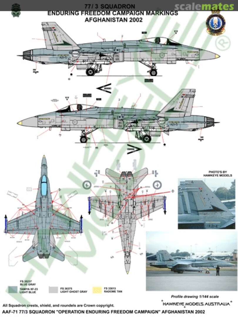 Boxart RAAF F/A-18A Hornet, 3 Sqn. & 77 Sqn. "Enduring Freedom" Afghanistan 2002 AAF-071 Hawkeye Models Boxart RAAF F/A-18A Hornet, 3 Sqn. & 77 Sqn. "Enduring Freedom" Afghanistan 2002 AAF-071 Hawkeye Models