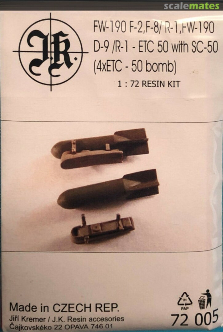 Boxart 4x ETC-50 with SC-50 bomb 72 005 J.K. Resin Boxart 4x ETC-50 with SC-50 bomb 72 005 J.K. Resin