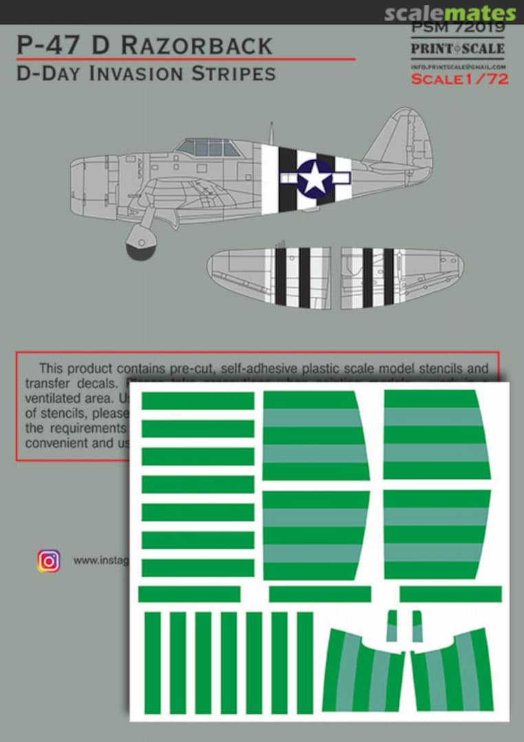 Boxart Republic P-47 D Razorback - D-Day Invasion Stripes. PSM72019 Print Scale Boxart Republic P-47 D Razorback - D-Day Invasion Stripes. PSM72019 Print Scale