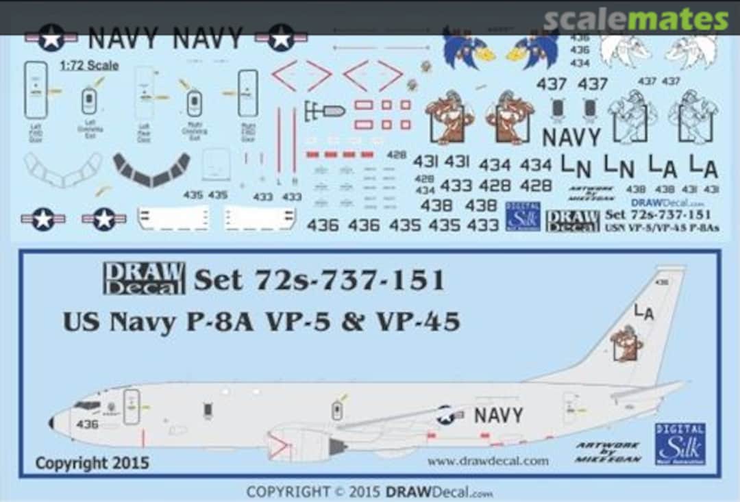 Boxart USN P-8As VP-5 & VP-45 44-737-151 Draw Decal Boxart USN P-8As VP-5 & VP-45 44-737-151 Draw Decal