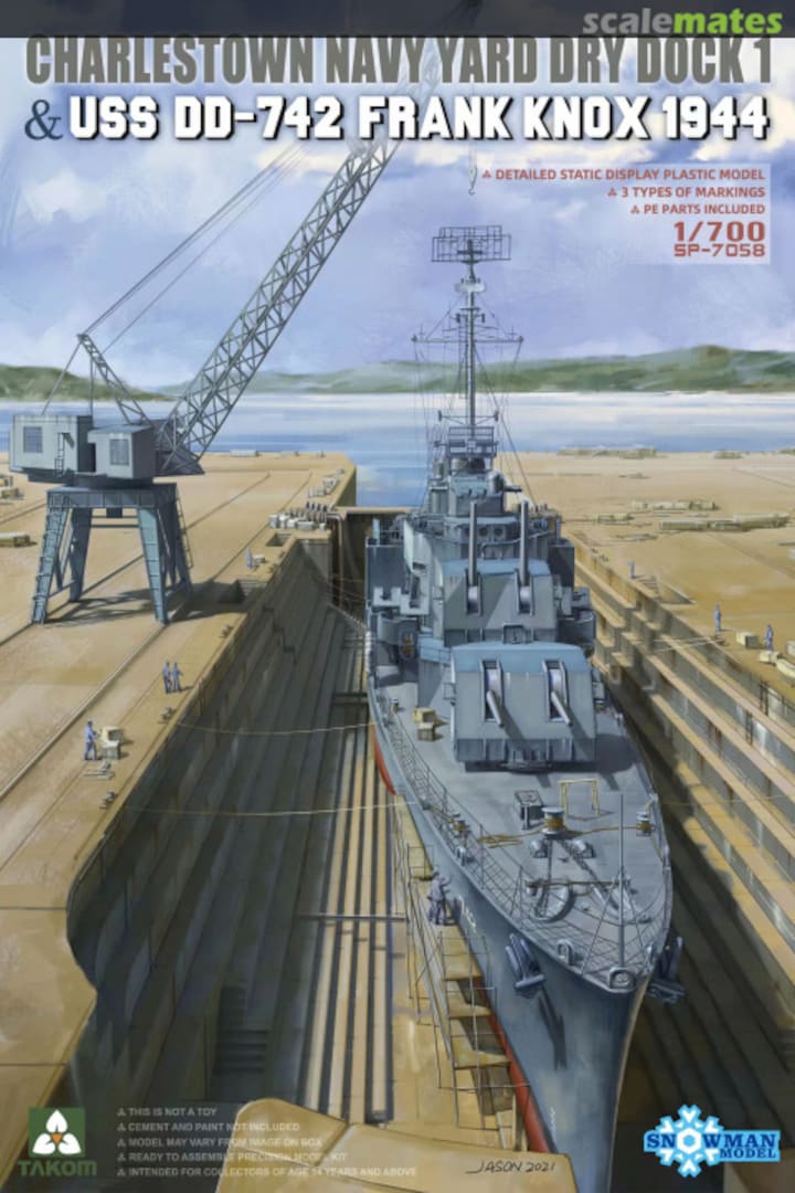 Boxart Charlestown Navy Yard Dry Dock 1 & USS DD-742 Frank Knox 1944 SP-7058 Takom Boxart Charlestown Navy Yard Dry Dock 1 & USS DD-742 Frank Knox 1944 SP-7058 Takom