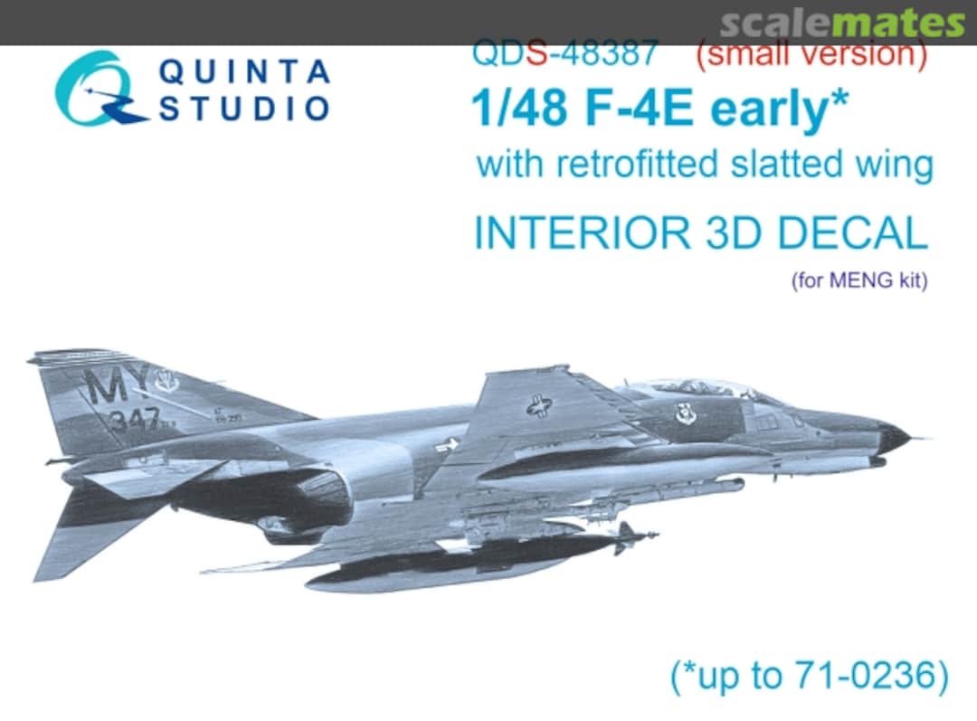 Boxart F-4E Early with Retrofitted Slatted Wing interior 3D decals (up to 71-0236) (small version) QDS-48387 Quinta Studio Boxart F-4E Early with Retrofitted Slatted Wing interior 3D decals (up to 71-0236) (small version) QDS-48387 Quinta Studio