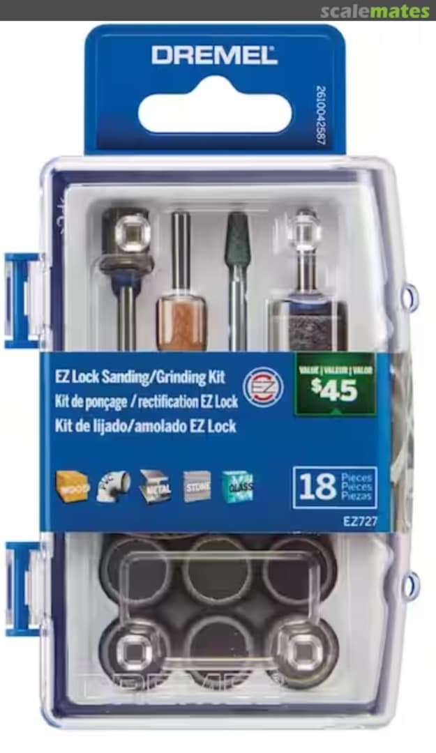 Boxart 18-Piece EZ Lock Sanding and Grinding Rotary Accessory Micro Kit EZ727-01 Dremel Boxart 18-Piece EZ Lock Sanding and Grinding Rotary Accessory Micro Kit EZ727-01 Dremel