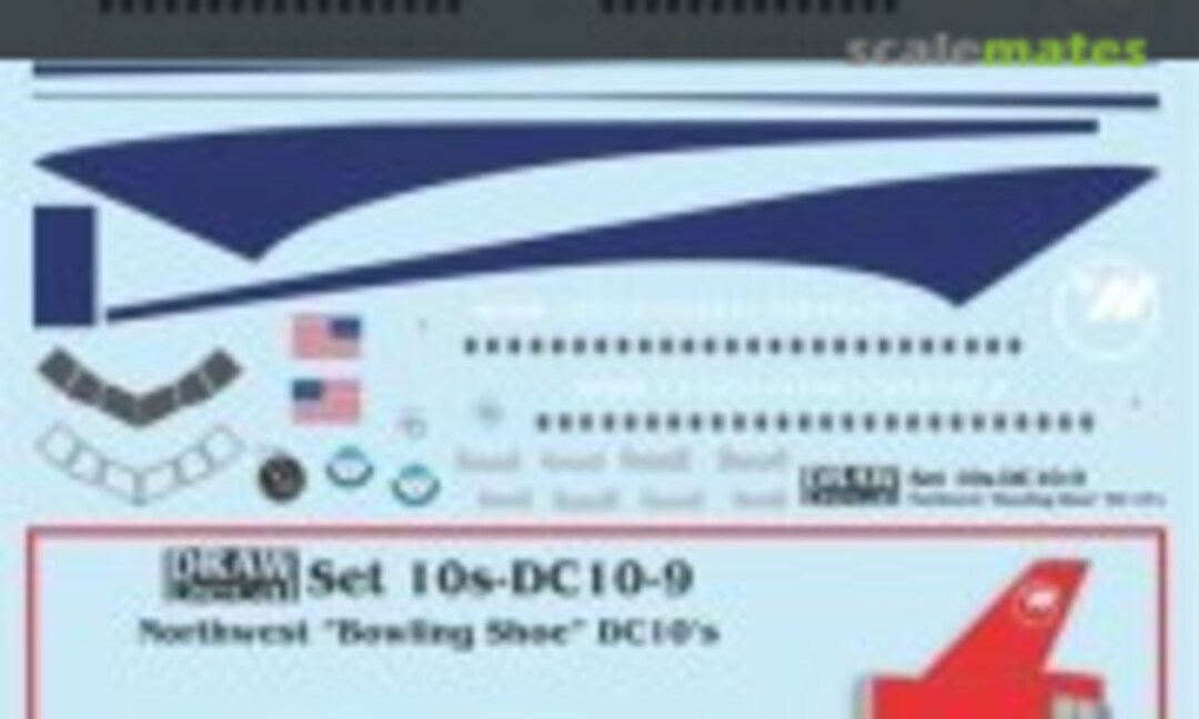 1:100 Northwest “Bowling Shoe” DC-10s (Draw Decal 10-DC10-9) 10-DC10-9
