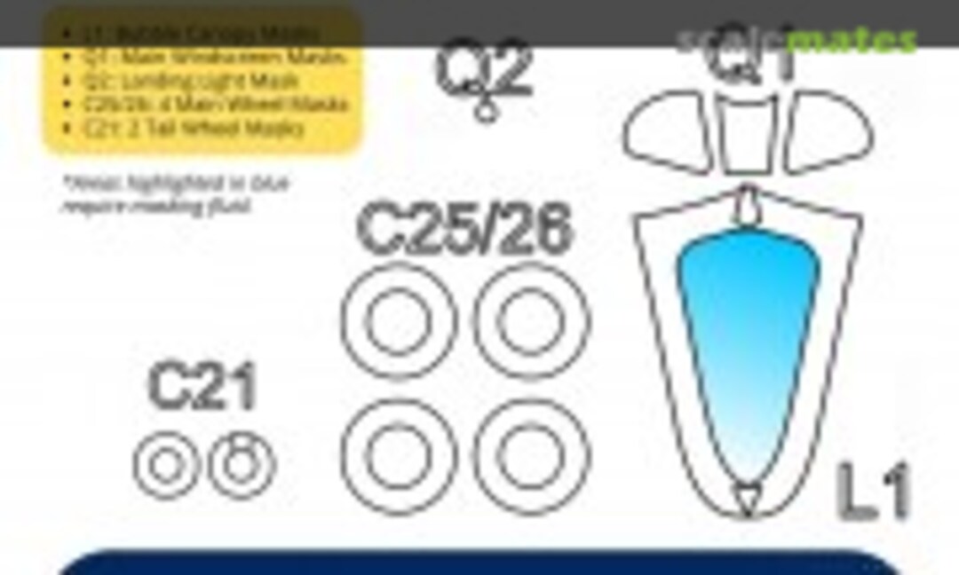1:72 P-51D Mustang Canopy & Wheel Masks (Kit Masx 72-141V) 72-141V